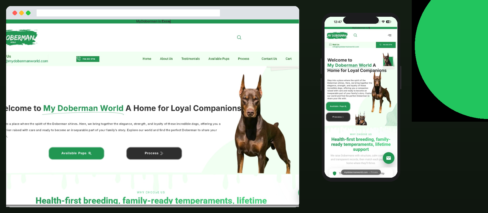 My Doberman World – Pet Service Website by Larry Technologies